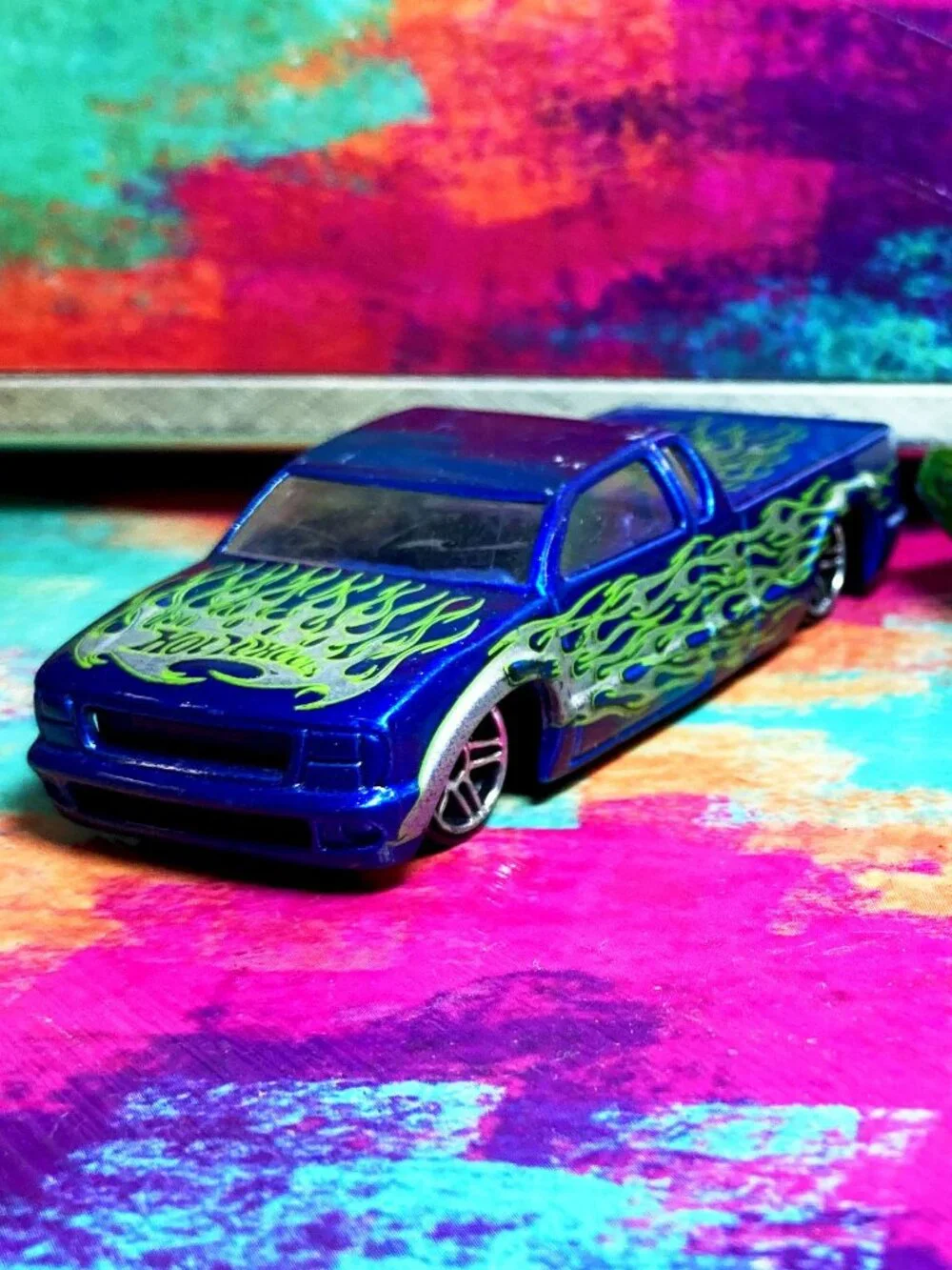 HOT WHEELS COLLECTIBLE TOYS- *2001* Green '68 Cougar & *2003* Blue Steel Flame